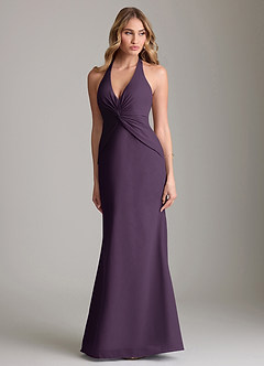 Azazie Valerie Bridesmaid Dresses Plum Mermaid Pleated Chiffon Dress image1