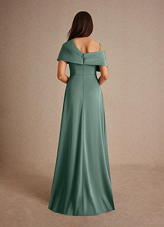 Azazie Milton Mother of the Bride Dresses Eucalyptus A-Line Pleated Stretch Satin Dress image4