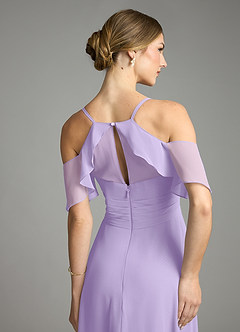 Azazie Dakota Vestidos de damas de honor Vestido de Lila de Gasa de Corte en A con Cuello en V plisado image6