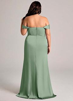 Azazie Johana Bridesmaid Dresses Matcha Mermaid Off the Shoulder Stretch Satin Convertible Dress image11