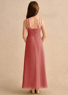 Azazie Zaida Girls Formal Blumenmädchenkleider A-Linie Plissee Chiffon Kleid Antike Rose image2