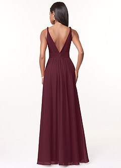 Azazie Maren Bridesmaid Dresses Cabernet A-Line Pleated Chiffon Dress image2