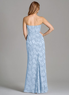 Azazie Ezrena Bridesmaid Dresses Pale Blue Mermaid Strapless Floral Burnout Convertible Dress image5