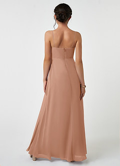 Azazie Collette Junior A-Linie Gestreift Chiffon Kleid Champagner Rosa image2