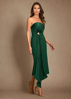 Azazie Dinanta Mother of the Bride Dresses Dark Green Column Pleated Chiffon Dress image7