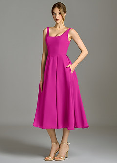 Azazie Amalie Bridesmaid Dresses Fuchsia A-Line Pleated Chiffon Dress image1