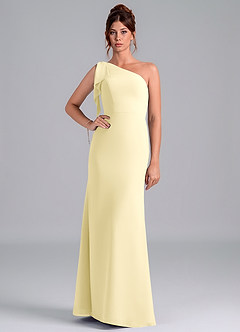 Azazie Rinna Bridesmaid Dresses Lemon Sorbet Mermaid One Shoulder Chiffon Dress image1