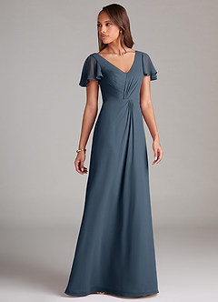 Azazie Soren Bridesmaid Dresses Neptune A-Line Ruched Chiffon Dress image4