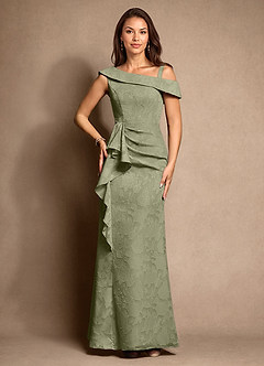 Azazie Hamptons Final Sale Pistachio A-Line Pleated Floral Burnout Dress image6