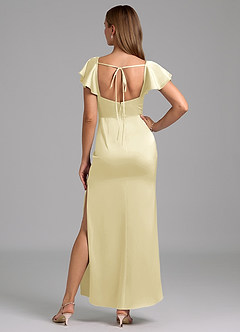 Azazie Demia Robes de demoiselle d'honneur Robe Fourreau en Satin extensible Encolure en Forme de Cœur Sorbet Citron image6