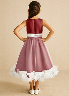 Azazie Stardust Flower Girl Dresses Rust A-Line Sleeveless Organza Dress image4