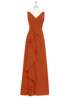 Azazie Julianna Bridesmaid Dresses Burnt Orange A-Line Chiffon Dress image6