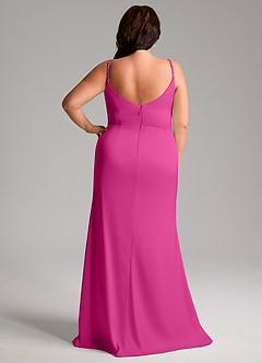 Azazie Deandra Brudtärnklänningar Klänning av Sjöjungfru i Stretch Satin Plisserad Fuchsia image8