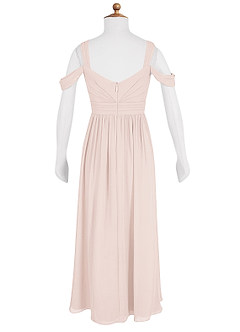 Azazie Lianne Junior Rose Petal A-Line Off the Shoulder Chiffon Dress image18