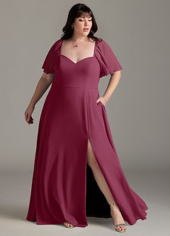 Azazie Chloe Bridesmaid Dresses Mulberry A-Line Sweetheart Neckline Chiffon Dress image9