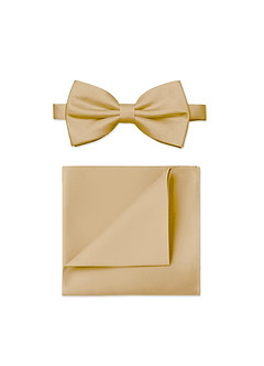 front Matte Satin Bow Tie and Pocket Square Set