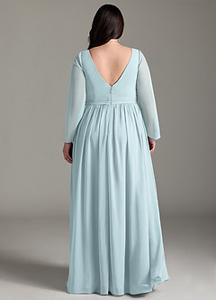 Azazie Teton Maternity Bridesmaid Dresses A-Line Long Sleeve Chiffon Floor-Length Dress image8