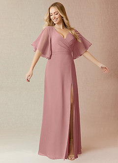 Azazie Cierra Bridesmaid Dresses Dusty Rose A-Line V-Neck Chiffon Dress image1