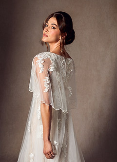 Azazie Renesmee Robes de mariée Robe Trapèze en Tulle Paillettes Diamant Nude image6