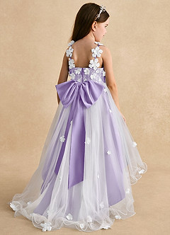 Azazie Celia Flower Girl Dresses Lilac A-Line Lace Tulle Dress image2