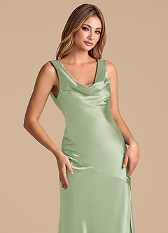 Azazie Rylina 신부 들러리 드레스 인어 메탈릭 새틴 바닥 길이 드레스 image7