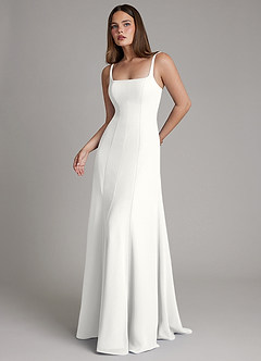 Azazie Nyla Bridesmaid Dresses White A-Line Square Neckline Chiffon Dress image5