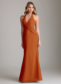Azazie Valerie Bridesmaid Dresses Paprika Mermaid Pleated Chiffon Dress image1