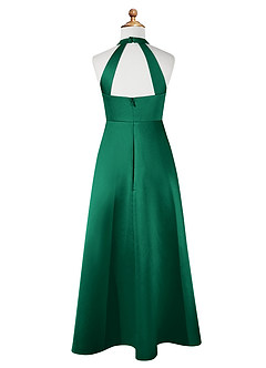 Azazie Laurel Junior Robe Trapèze en Mat Satiné émeraude image7