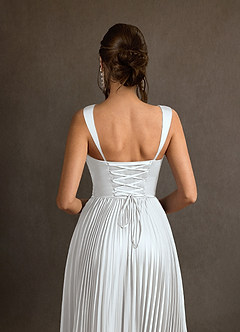 Azazie Dean At-home Try On Dresses Diamond White Sheath Sweetheart Neckline Stretch Satin Dress image6