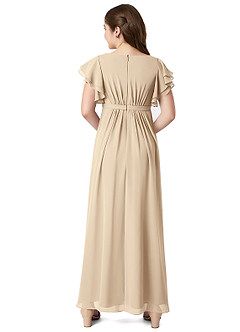 Azazie Daphne A-Line Pleated Chiffon Floor-Length Junior Bridesmaid Dress image2