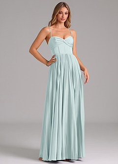 Azazie Akiko Bridesmaid Dresses Mist A-Line Sweetheart Neckline Stretch Satin Dress image3