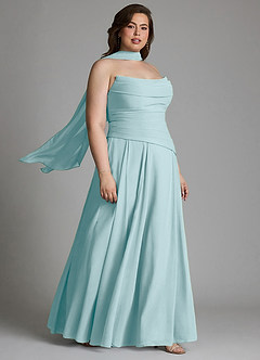 Azazie Gabriela Brautjungfernkleider A-Linie Korsett Chiffon Kleid Seegrün image19