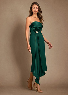Azazie Dinanta Mother of the Bride Dresses Emerald Column Pleated Chiffon Dress image7