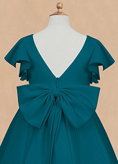 Azazie Kaeya Abiti da Ragazza di Fiori Abito A-Line in Tulle Fiocco Blu Inchiostro image8