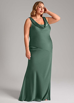 Azazie Rylina Bridesmaid Dresses Eucalyptus Mermaid Stretch Satin Dress image10