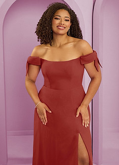 Barbie ♥ Azazie Bridesmaid Dresses Terracotta A-Line Off the Shoulder Chiffon Convertible Dress image11