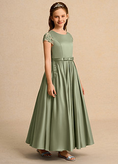 Azazie Bunny Girls Formal Flower Girl Dresses Pistachio Ball-Gown Lace Dress image5
