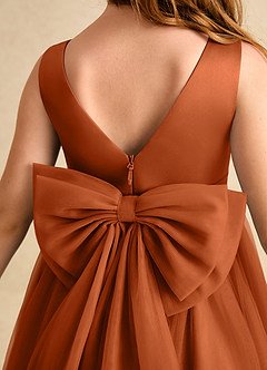 Azazie Winnie Flower Girl Dresses Burnt Orange Ball-Gown Bow Tulle Dress image7