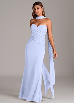 Azazie Katelyn Jurken voor bruidsmeisjes Converteerbaar Jurk van Mesh met Kolom Strapless Lavendel image3