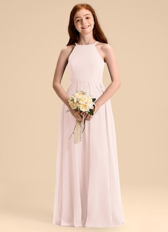 Azazie Arianthe Junior Vestido de Pétalo De Rosa de Gasa de Corte en A con Plisado image2
