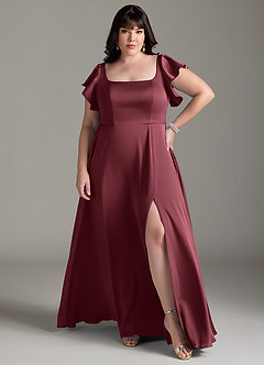 Azazie Bondi Brautjungfernkleider A-Linie Schleifen Stretch-Satin Kleid Merlot image7