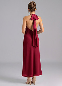 Azazie Velli Bridesmaid Dresses Burgundy Mermaid High Neck Chiffon Dress image2