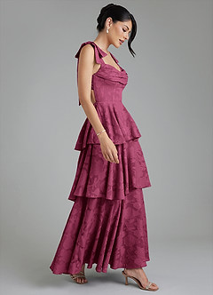 Azazie Jude Robes de demoiselle d'honneur Robe Trapèze en Blumen-Burnout Décolleté en cœur Mûre image8