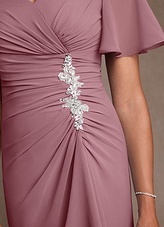 Azazie Suffolk Mother of the Bride Dresses Vintage Mauve A-Line Pleated Chiffon Dress image5