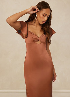 Christian Siriano Bridal for Azazie 1005 Bridesmaid Dresses Copper Sheath Sweetheart Neckline Stretch Satin Dress image6