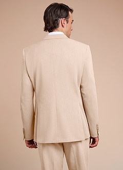 front Collins Tan Double Breasted Wool Blend Suit Jacket