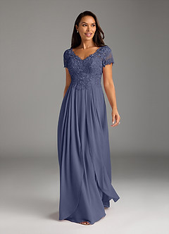 Azazie Dunja Mother of the Bride Dresses Stormy A-Line V-Neck Lace Chiffon Dress image5