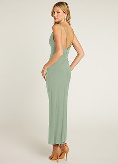 Azazie Chise Final Sale Agave Sheath Pleated Luxe Knit Dress image4