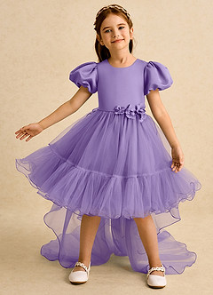 Azazie Cocoa vestidos de niña de las flores Vestido de Tahití de Tul de Princesa con Plisado image2