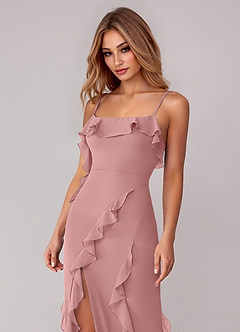 Azazie Malia Bridesmaid Dresses Dusty Rose Sheath Ruched Chiffon Dress image2